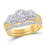 14kt Yellow Gold Womens Round Diamond Bridal Wedding Engagement Ring Band Set 1.00 Cttw (Certified)