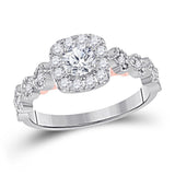 14kt Two-tone Gold Womens Round Diamond Solitaire Bridal Wedding Engagement Ring 3/4 Cttw (Certified)