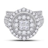 14kt White Gold Womens Princess Diamond Bridal Wedding Engagement Ring Band Set 2.00 Cttw