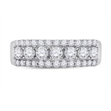 14kt White Gold Womens Round Diamond Classic Anniversary Band Ring 1.00 Cttw