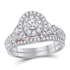 14kt Two-tone Gold Womens Round Diamond Bridal Wedding Engagement Ring Band Set 1.00 Cttw (Certified)