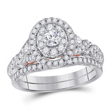 14kt Two-tone Gold Womens Round Diamond Bridal Wedding Engagement Ring Band Set 1.00 Cttw (Certified)