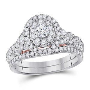 14kt Two-tone Gold Womens Round Diamond Bridal Wedding Engagement Ring Band Set 1.00 Cttw (Certified)