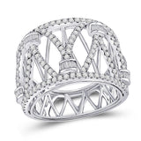 14kt White Gold Womens Round Diamond Modern Fashion Band Ring 1.00 Cttw