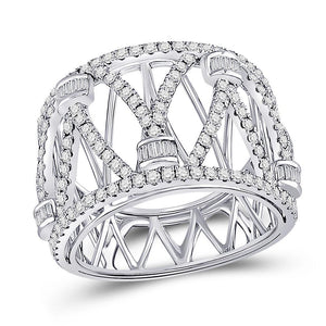 14kt White Gold Womens Round Diamond Modern Fashion Band Ring 1.00 Cttw