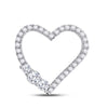 14kt White Gold Womens Round Diamond 3-Stone Heart Pendant 1.00 Cttw