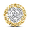 14kt Two-tone Gold Womens Round Diamond Filigree Heart Pendant 1/3 Cttw