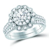 14kt White Gold Womens Round Diamond Bridal Wedding Engagement Ring Band Set 1-1/4 Cttw (Certified)