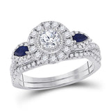 14kt White Gold Womens Round Diamond Bridal Wedding Engagement Ring Band Set 1.00 Ctw (Certified)