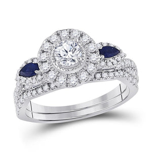 14kt White Gold Womens Round Diamond Bridal Wedding Engagement Ring Band Set 1.00 Ctw (Certified)