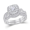 14kt White Gold Womens Princess Diamond Bridal Wedding Engagement Ring Band Set 1.00 Cttw (Certified)