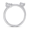 14kt White Gold Womens Round Diamond Double Flower Cluster Ring 3/4 Cttw