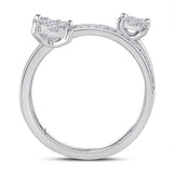 14kt White Gold Womens Round Diamond Double Flower Cluster Ring 3/4 Cttw
