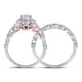 14kt Two-tone Gold Womens Round Diamond Bridal Wedding Engagement Ring Band Set 3/4 Cttw (Certified)