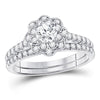 14kt White Gold Womens Round Diamond Bridal Wedding Engagement Ring Band Set 1.00 Cttw (Certified)