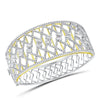 14kt Two-tone Gold Womens Round Diamond Cocktail Bangle Bracelet 4-5/8 Cttw