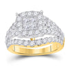 14kt Yellow Gold Womens Princess Diamond Cluster Bridal Wedding Engagement Ring 2-1/2 Cttw