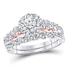 14kt Two-tone Gold Womens Round Diamond Bridal Wedding Engagement Ring Band Set 3/4 Cttw (Certified)