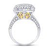 14kt Two-tone Gold Womens Round Diamond Right Hand Cluster Ring 1-3/8 Cttw