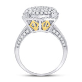 14kt Two-tone Gold Womens Round Diamond Right Hand Cluster Ring 1-3/8 Cttw