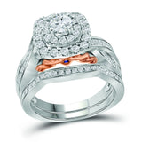 14kt Two-tone Gold Womens Round Diamond Bridal Wedding Engagement Ring Band Set 1.00 Cttw (Certified)