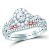 14kt Two-tone Gold Womens Oval Diamond Bridal Wedding Engagement Ring Band Set 1.00 Cttw (Certified)