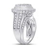 14kt White Gold Womens Princess Diamond Bridal Wedding Engagement Ring Band Set 2.00 Cttw