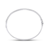 14kt White Gold Womens Round Diamond Classic Bangle Bracelet 1.00 Cttw