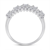 14kt White Gold Womens Round Diamond Right Hand Three-Row Band Ring 1.00 Cttw