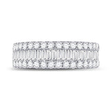 14kt White Gold Womens Baguette Diamond Anniversary Band Ring 1-1/2 Cttw