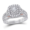 14kt Two-tone Gold Womens Round Diamond Bridal Wedding Engagement Ring Band Set 1.00 Cttw (Certified)