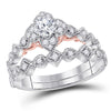 14kt Two-tone Gold Womens Round Diamond Bridal Wedding Engagement Ring Band Set 5/8 Cttw (Certified)