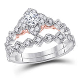 14kt Two-tone Gold Womens Round Diamond Bridal Wedding Engagement Ring Band Set 5/8 Cttw (Certified)