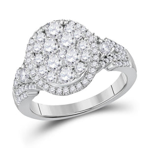 14kt White Gold Womens Round Diamond Right Hand Cluster Ring 1-1/2 Cttw