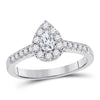 14kt White Gold Womens Pear Diamond Solitaire Bridal Wedding Engagement Ring 1/2 Cttw (Certified)