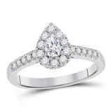 14kt White Gold Womens Pear Diamond Solitaire Bridal Wedding Engagement Ring 1/2 Cttw (Certified)