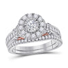 14kt Two-tone Gold Womens Round Diamond Bridal Wedding Engagement Ring Band Set 1.00 Cttw (Certified)