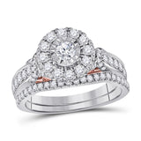 14kt Two-tone Gold Womens Round Diamond Bridal Wedding Engagement Ring Band Set 1.00 Cttw (Certified)