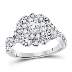 14kt White Gold Womens Princess Diamond Solitaire Bridal Wedding Engagement Ring 1.00 Cttw (Certified)