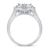 14kt White Gold Womens Round Diamond Fashion Pear Cluster Ring 1.00 Cttw