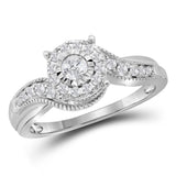 14kt White Gold Womens Round Diamond Solitaire Bridal Wedding Engagement Ring 1/3 Cttw