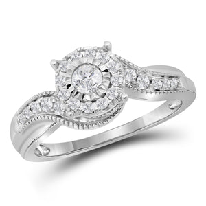 14kt White Gold Womens Round Diamond Solitaire Bridal Wedding Engagement Ring 1/3 Cttw