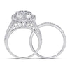 14kt White Gold Womens Princess Diamond Bridal Wedding Engagement Ring Band Set 1-1/2 Cttw