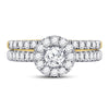 14kt Yellow Gold Womens Round Diamond Bridal Wedding Engagement Ring Band Set 1.00 Cttw (Certified)