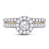 14kt Yellow Gold Womens Round Diamond Bridal Wedding Engagement Ring Band Set 1.00 Cttw (Certified)