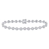 14kt White Gold Womens Round Diamond Halo Cluster Tennis Bracelet 2.00 Cttw