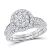 14kt White Gold Womens Round Diamond Bridal Wedding Engagement Ring Band Set 1.00 Cttw (Certified)
