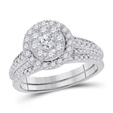 14kt White Gold Womens Round Diamond Bridal Wedding Engagement Ring Band Set 1.00 Cttw (Certified)