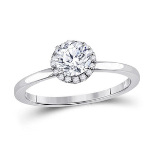 14kt White Gold Womens Round Diamond Solitaire Bridal Wedding Engagement Ring 7/8 Cttw (Certified)