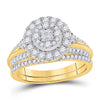 14kt Yellow Gold Womens Princess Diamond Bridal Wedding Engagement Ring Band Set 1.00 Cttw
